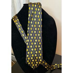 Milano Vintage Navy Blue and Gold Silk Tie